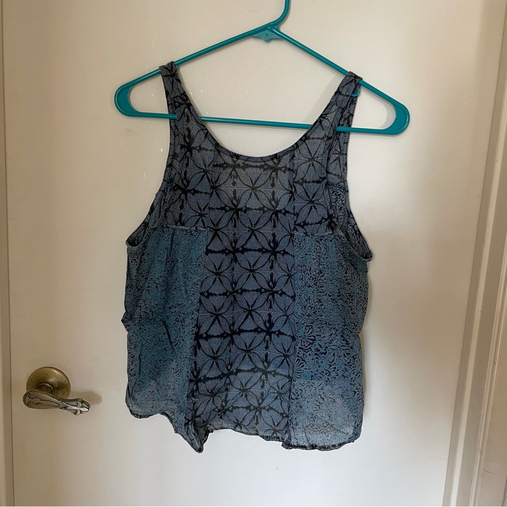 Urban outfitters printed sheer tank top blue